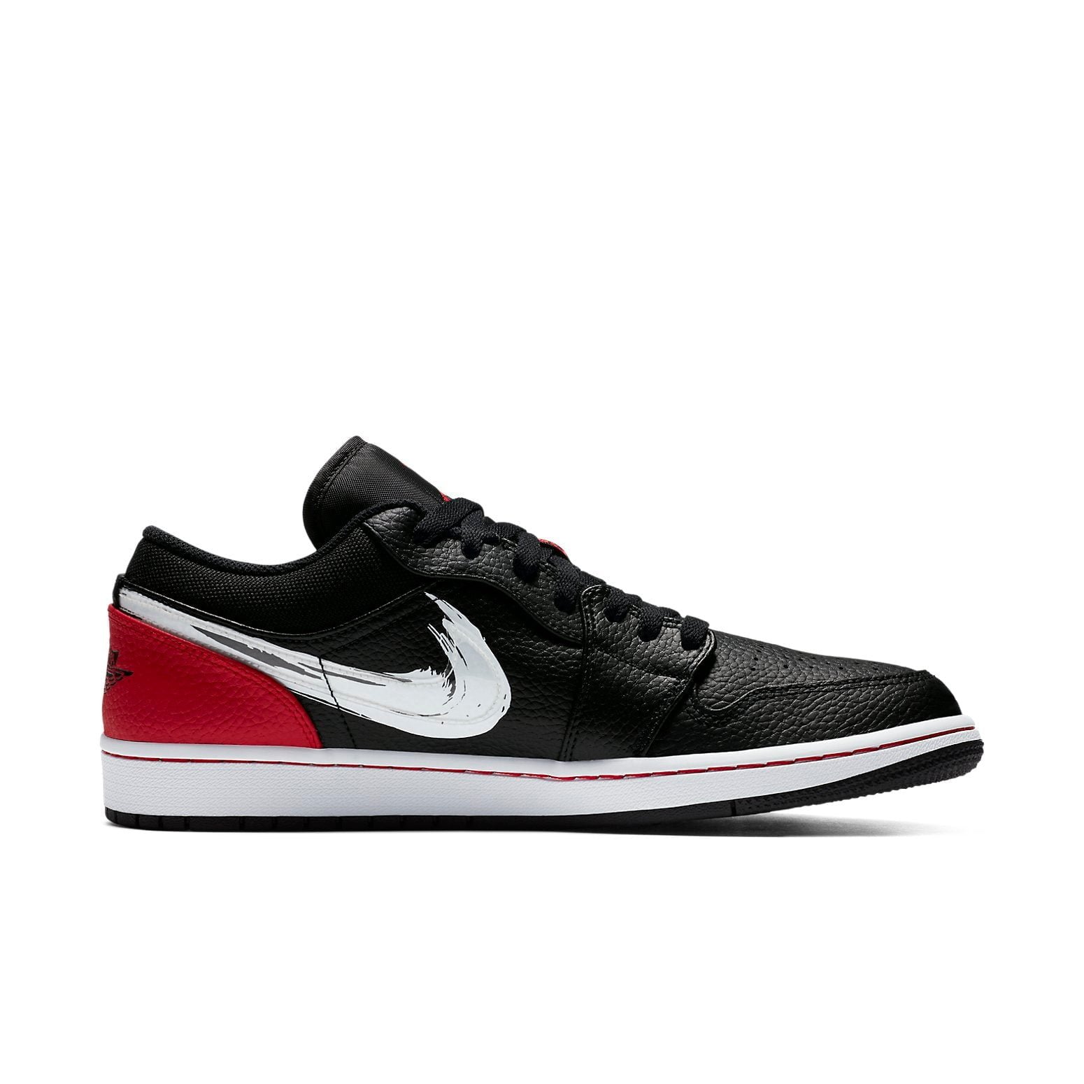 Air Jordan 1 Low Brushstroke Swoosh Black Red