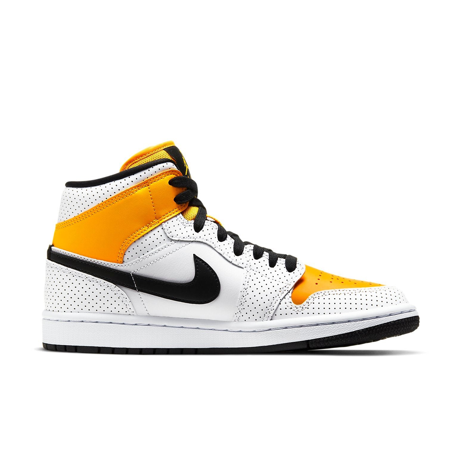 Air Jordan 1 Mid Perforated White University Gold