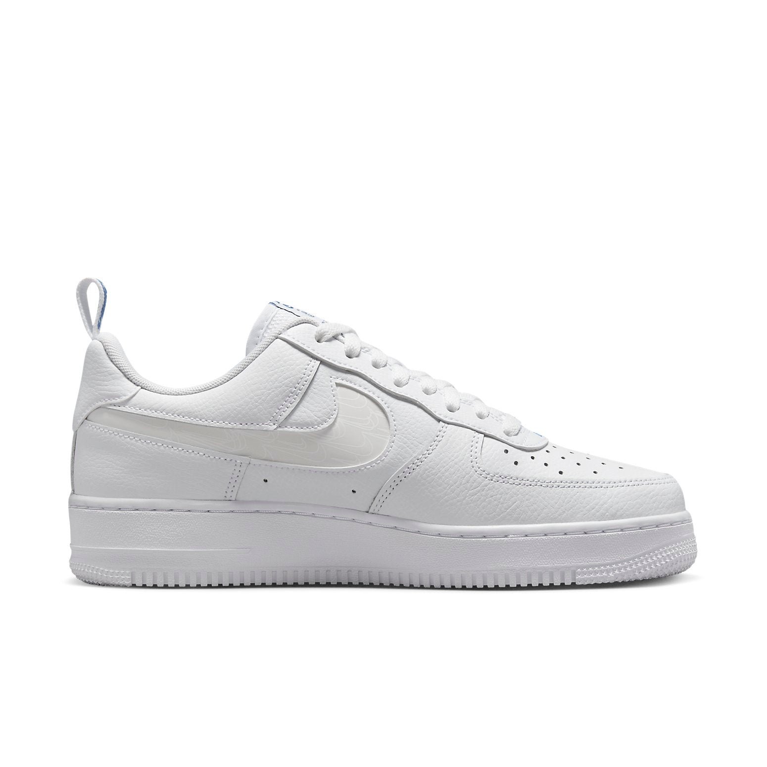 Nike Air Force 1 Low Cut Out Reflective Swoosh White Blue
