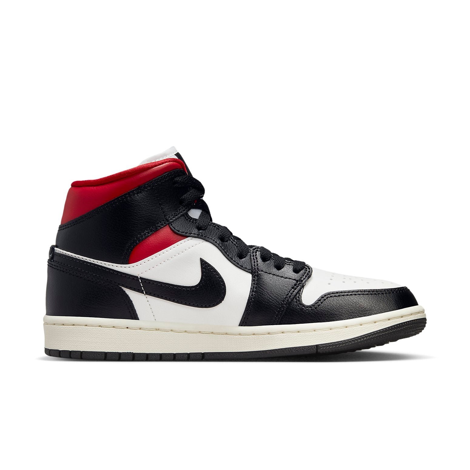 Air Jordan 1 Mid Black Sail Gym Red