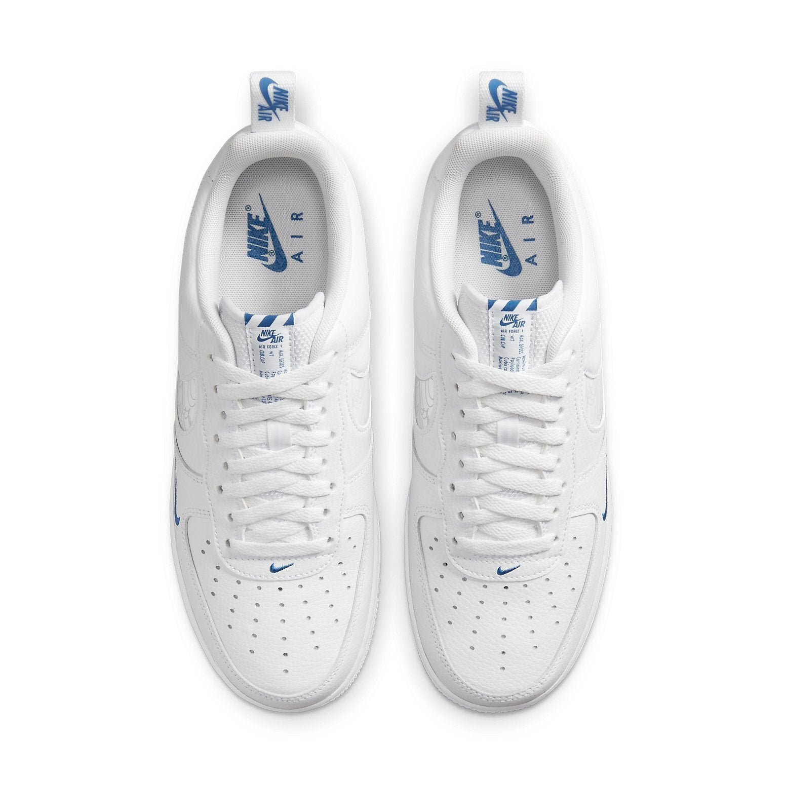 Nike Air Force 1 Low Cut Out Reflective Swoosh White Blue