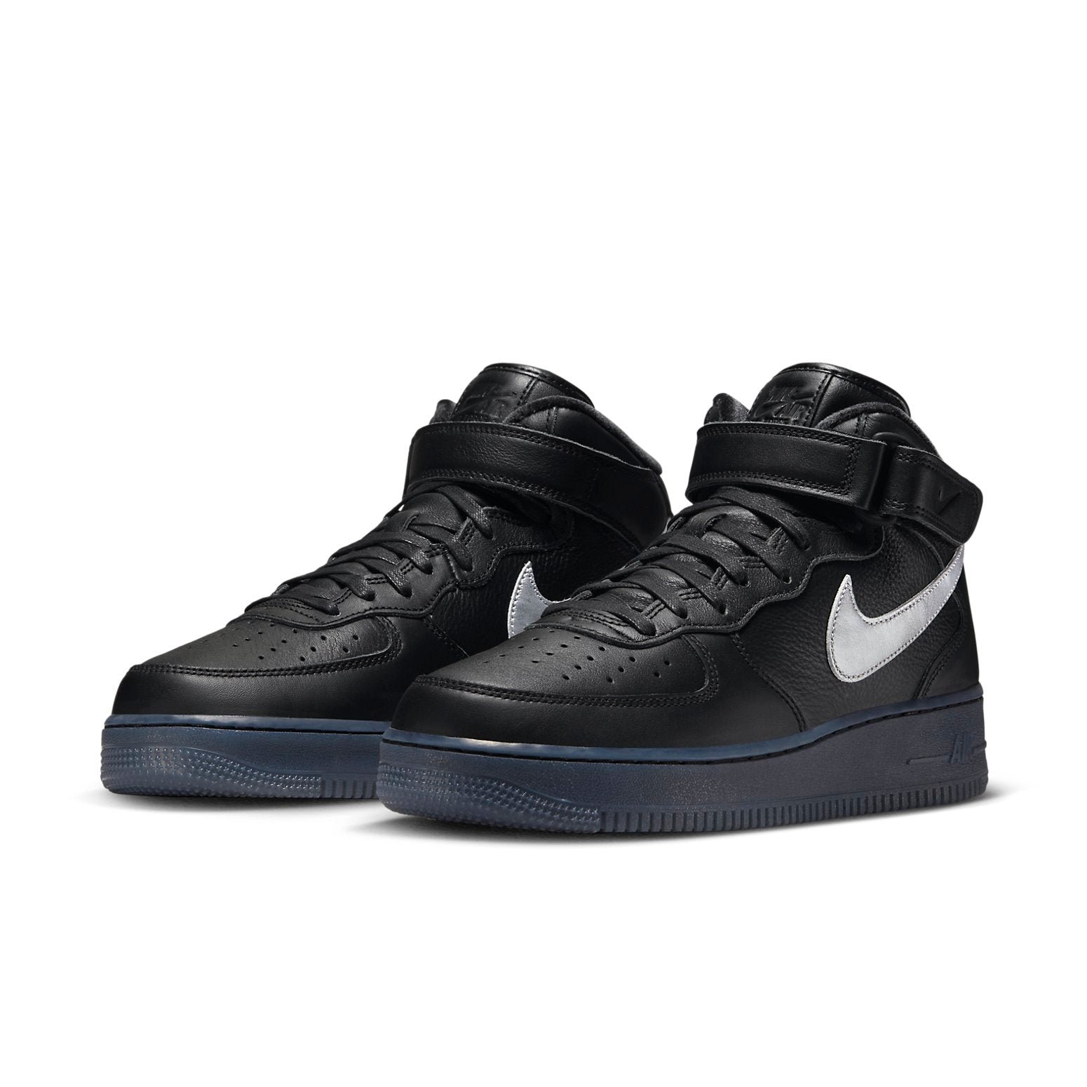Nike Air Force 1 Mid Premium Black Metallic Silver