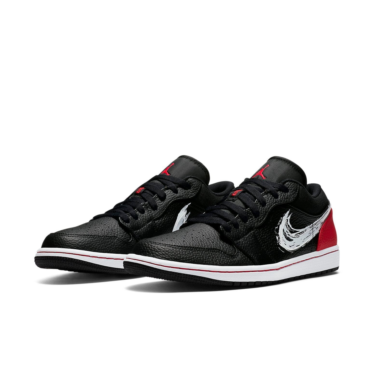 Air Jordan 1 Low Brushstroke Swoosh Black Red