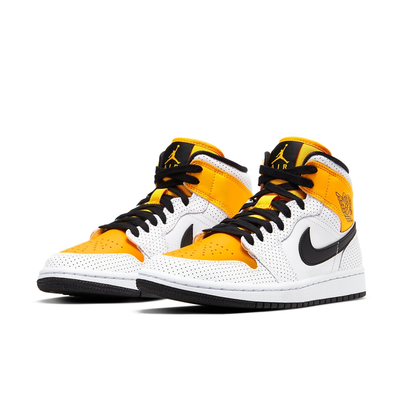 Air Jordan 1 Mid Perforated White University Gold