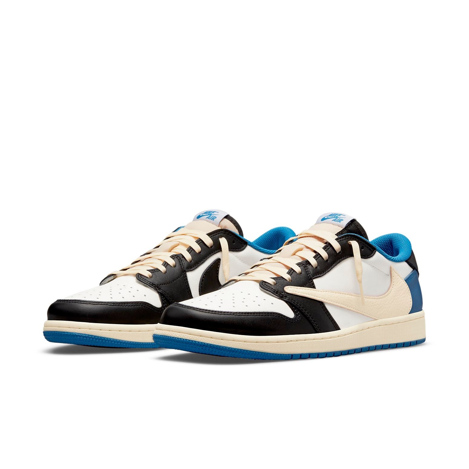 Fragment Design X Travis Scott X Air Jordan 1 Retro Low ‘Sail Black Military Blue’