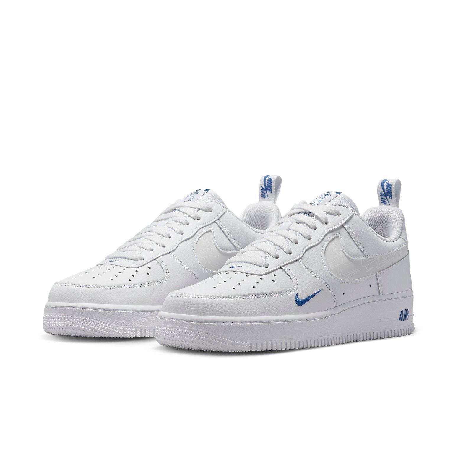 Nike Air Force 1 Low Cut Out Reflective Swoosh White Blue