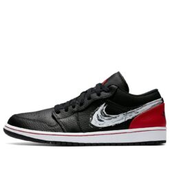 Air Jordan 1 Low Brushstroke Swoosh Black Red