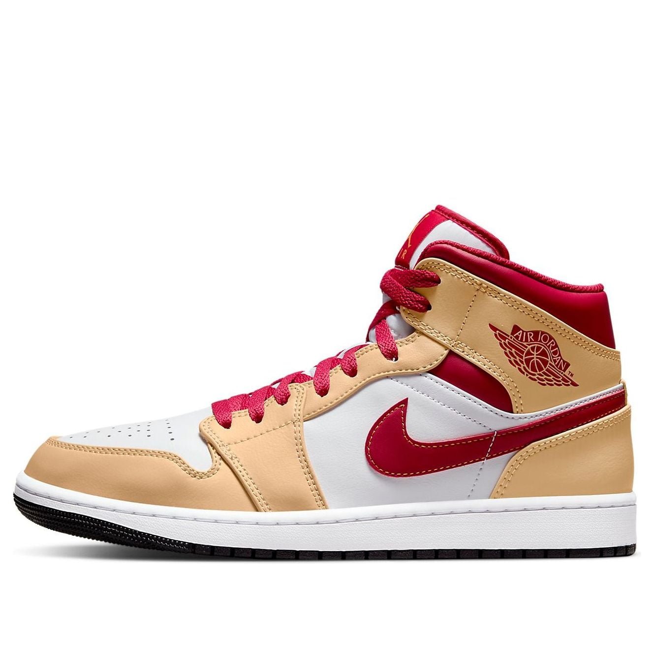 Air Jordan 1 Mid Light Curry Cardinal Red