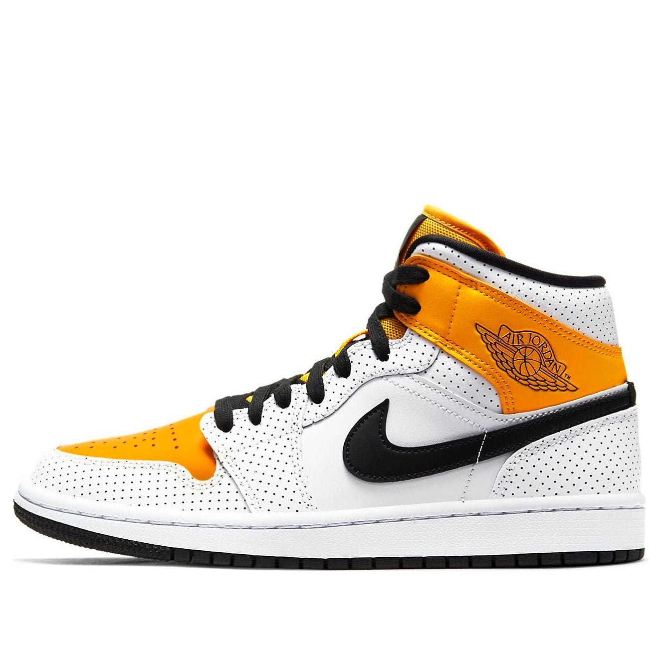 Air Jordan 1 Mid Perforated White University Gold