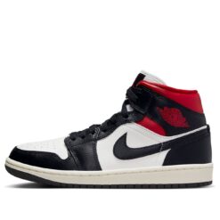 Air Jordan 1 Mid Black Sail Gym Red